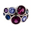 TQ Original Multi - gem (4.80 ctw) bezel set ring 14k white gold 8.3  gr