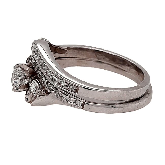 Diamond (0.75 ctw) swirl wedding set 14k white gold 6.5 gr