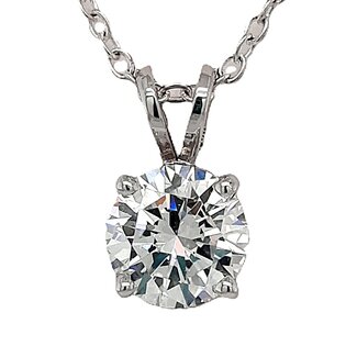 LAB GROWN Diamond (2.00 ct) round solitaire pendant E/VVS2 14k white gold