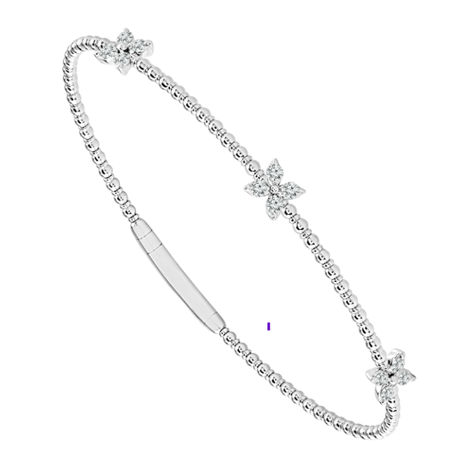 Diamond (0.50 ctw) flower flexie bangle 14k White gold 5.5 gr