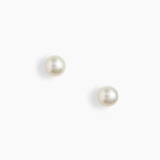 AAAA quality 8-8.5 mm freshwater cultured pearl studs 14k white gold