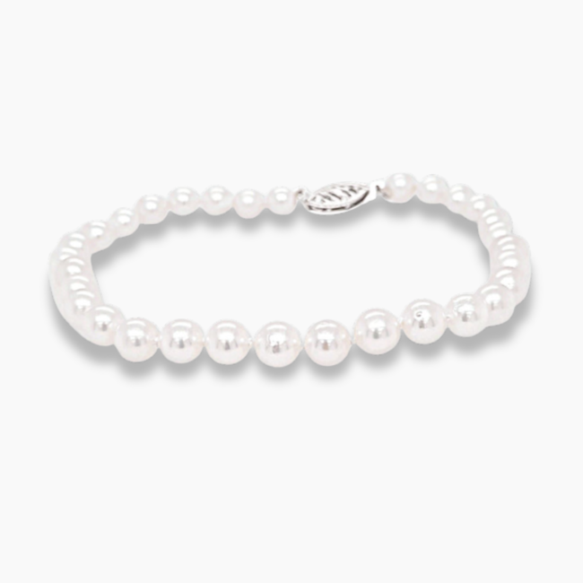 White Cultured Pearl Bracelet, 14K White Gold Clasp, 8" (5-5.5mm)