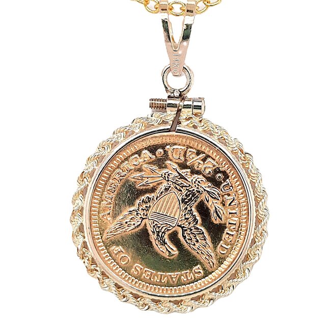 1905 Gold Eagle, Liberty coin 2.5 dollars pendant 5.6 gr