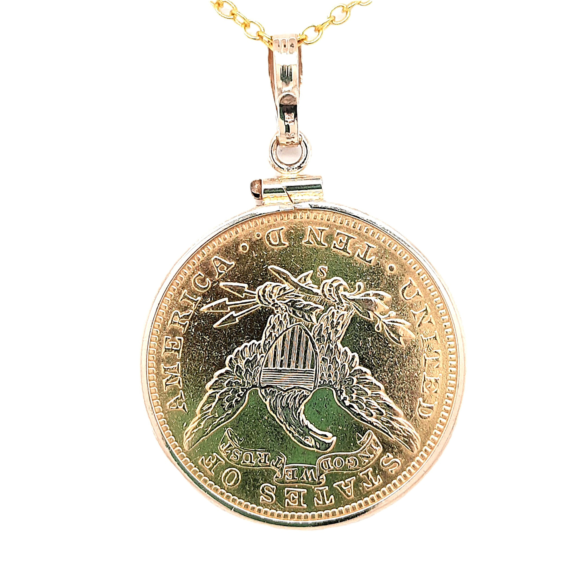 1901 Gold Eagle, Liberty $10 coin pendant 14k bezel 18 gr