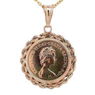 Queen Elizabeth II sovereign 1/4 oz gold coin pendant 11.9 gr