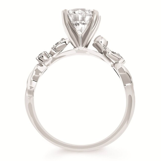 Diamond (0.13 ctw) vine bridal setting  w/ CZ center 14k white gold 3.5 gr