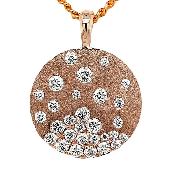 Diamond (1.08 ctw) scatter circle pendant 14k yellow gold 4.4 gr