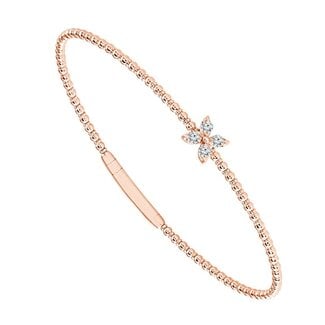 Diamond (1/6 ctw) flexible bangle 14k rose gold w/ titanium wire