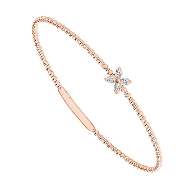 Diamond (1/6 ctw) flexible bangle 14k rose gold w/ titanium wire