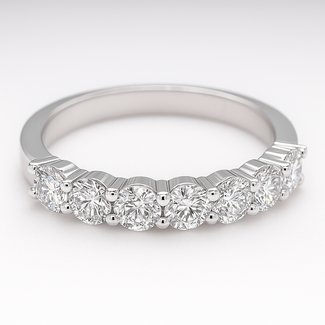 LAB GROWN Diamond (1.08 ctw) 7 stone band 14k white gold 3.5 gr