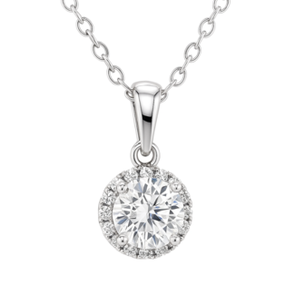 LAB GROWN diamond center with natural diamond halo (0.91 ctw) pendant 14k white gold