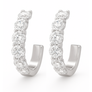 LAB GROWN diamond (3 ctw) huggie hoops 14k white gold 4.8 gr