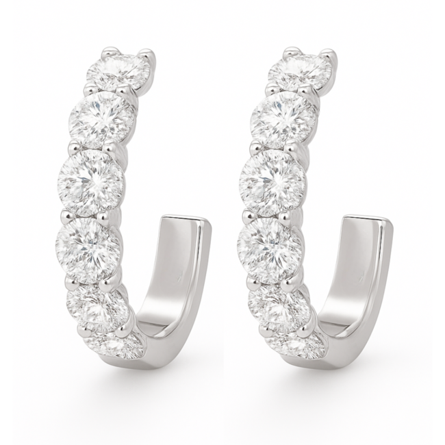 LAB GROWN diamond (3 ctw) huggie hoops 14k white gold 4.8 gr
