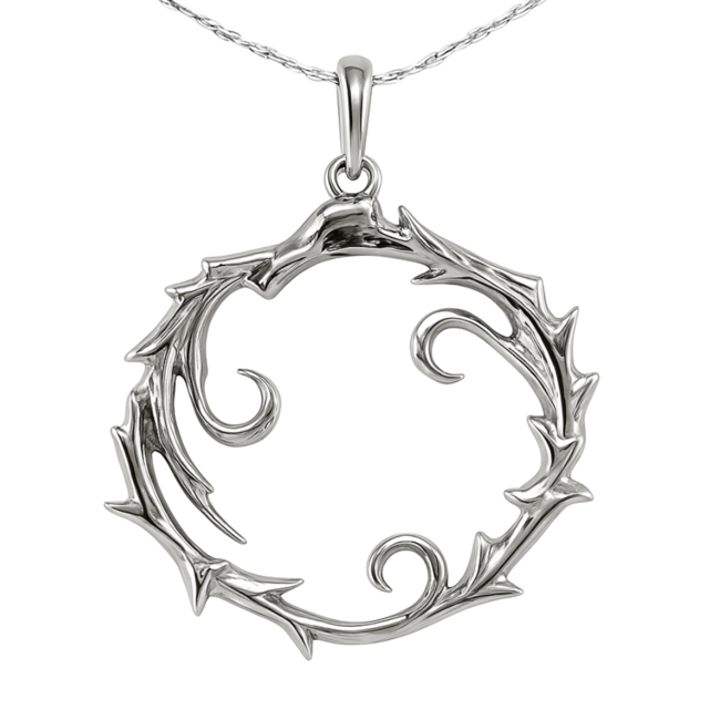 TQ original small swirl circle pendant 14k white gold 1.85 gr