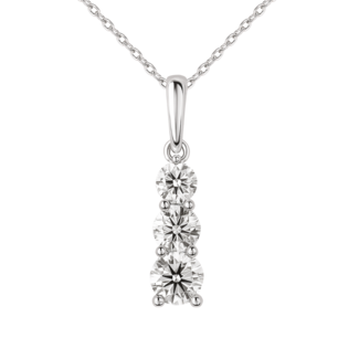 LAB GROWN Diamond (1.0 ctw) 3 stone pendant 14k white gold