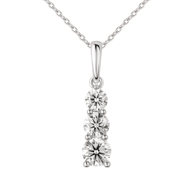 LAB GROWN Diamond (1.0 ctw) 3 stone pendant 14k white gold