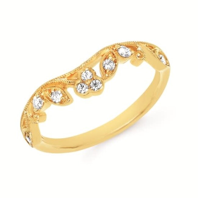 Diamond (0.13 ctw) milgrain vine bridal wrap 14k yellow gold 2.5 gr