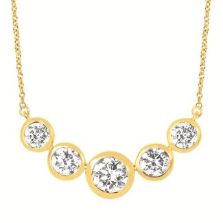 LAB GROWN Diamond (2.02 ctw) 5 stone bezel set necklace 14k yellow gold