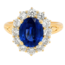 Blue Sapphire    (2.65 ct) & diamond (1.00 ctw) oval halo ring 18k yellow gold 6.0 gr