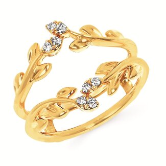 Diamond (0.10 ctw) vine design bridal insert 14k yellow gold 4.5 gr