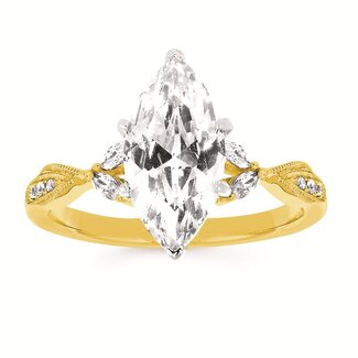 Diamond (0.18 ctw) leaf design bridal setting (CZ CTR) 14k yellow gold 4.1 gr