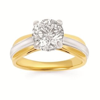 Diamond (0.07 ctw) 2 tone bridal setting CZ CTR 14k white & yellow gold 4.9 gr