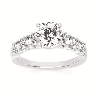 Diamond (0.50 ctw) semi bezel bridal setting CZ CTR 14k white gold 4.5 gr