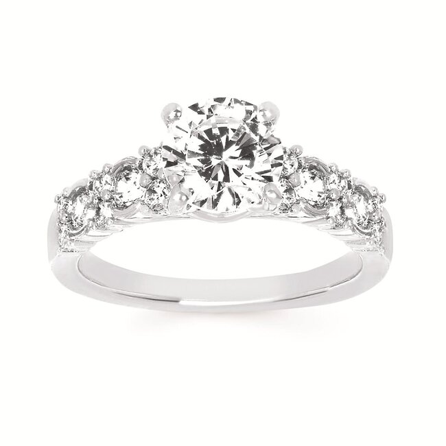 Diamond (0.50 ctw) semi bezel bridal setting CZ CTR 14k white gold 4.5 gr