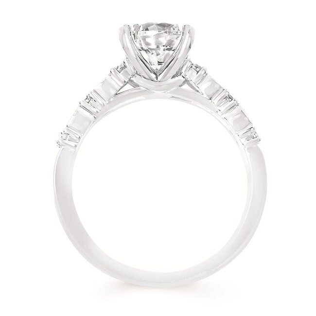 Diamond (0.50 ctw) semi bezel bridal setting CZ CTR 14k white gold 4.5 gr