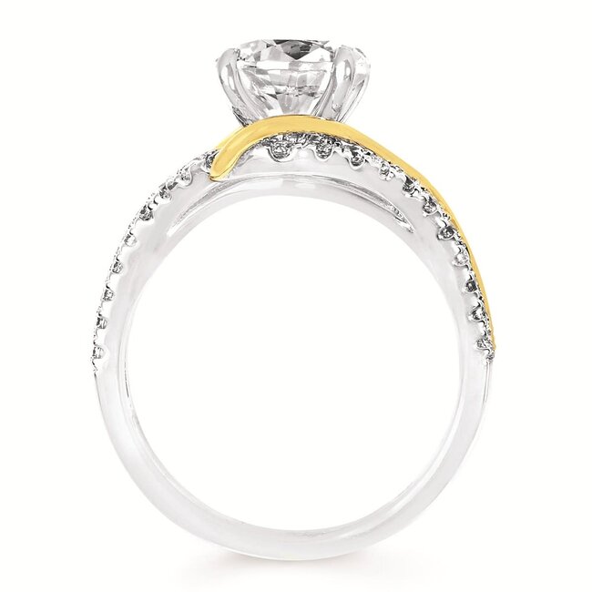 Diamond (0.58 ctw) 2 tone split shank bridal setting CZ CTR 14k white & yellow gold 5.6 gr