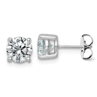 LAB GROWN 3.14 CTW ROUND STUD EARRINGS E/VS1 CVD 14K WHITE GOLD