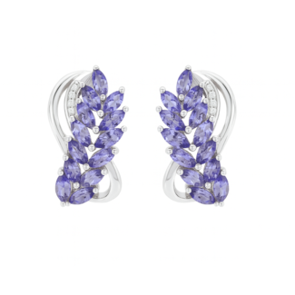 Tanzanite (2.0 ctw) &  white zircon earrings, sterling silver 9.1 gr
