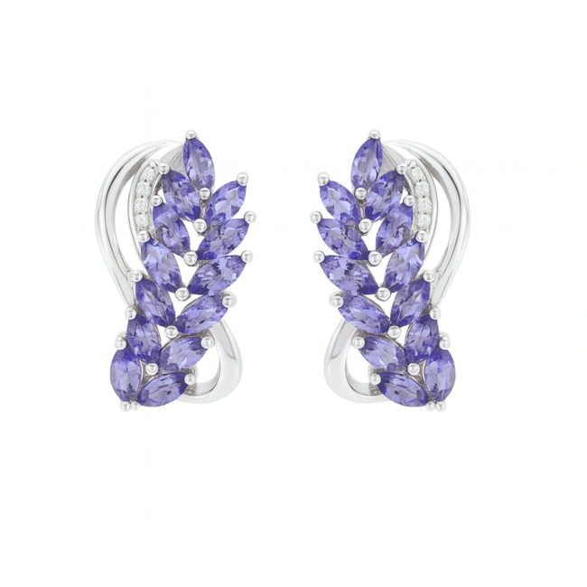 Tanzanite (2.0 ctw) &  white zircon earrings, sterling silver 9.1 gr
