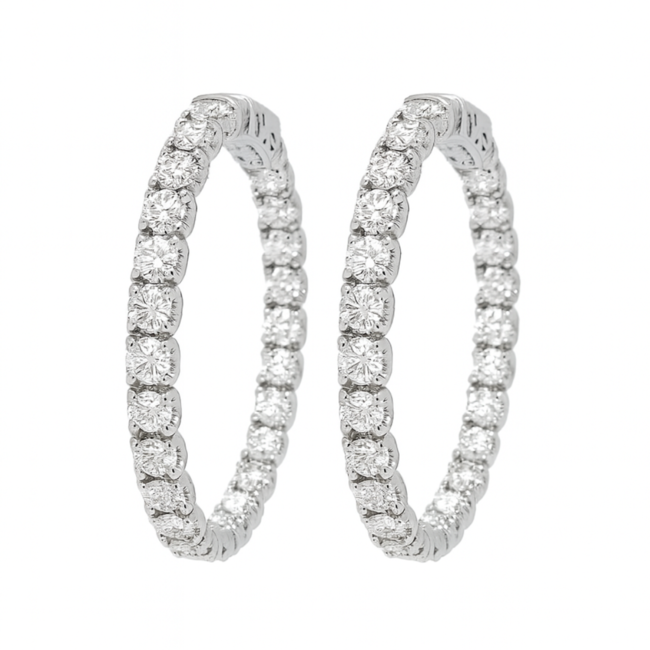 LAB GROWN diamond (4.8 ctw) SI/H 14k white gold hoop earrings 12.1 gr