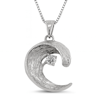 TQ Original Diamond (0.50 ct) wave pendant 14k white gold