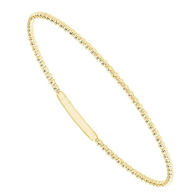 14k yellow gold tracer beaded flexi bangle w/ titanium wire 4.8 gr