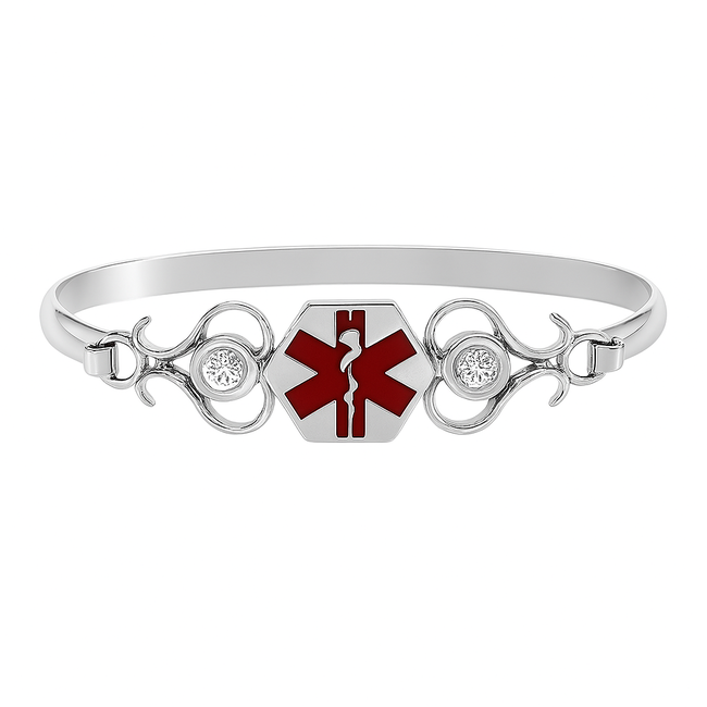 TQ Original MEDICAL ALERT BRAC S/S ENAMEL CZ SZ  7.0 (10/19)