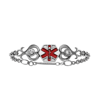 TQC MEDICAL ALERT TOGGLE BRAC S/S ENAMEL  CZ (10/19)