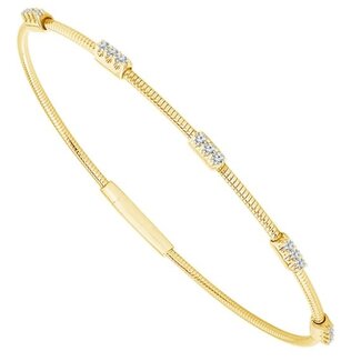 Diamond (1/5 ctw) flexible bangle 14k yellow gold w/ titanium wire