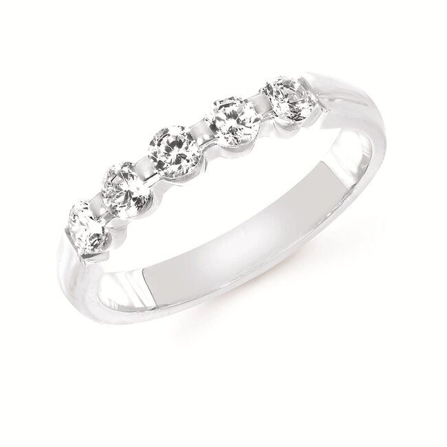 Diamond (0.50 ctw) 5 stone band 14k white gold 3.8 gr