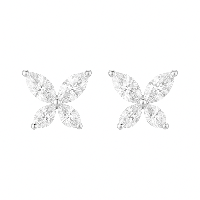 LAB GROWN Diamond (2.5 ctw) butterfly earrings 14k yellow gold 2.3 gr
