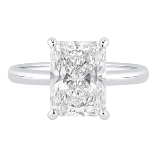 LAB GROWWN 3.06 ct radiant solitaire F/VVS2 CVD 14k white gold 3.7 gr