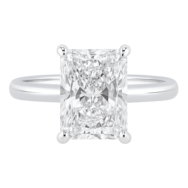 LAB GROWWN 3.06 ct radiant solitaire F/VVS2 CVD 14k white gold 3.7 gr