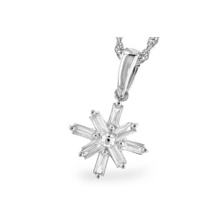 Diamond (0.14 ctw) baguette star pendant w/chain 14k white gold 3.3 gr
