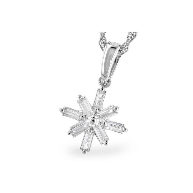 Diamond (0.14 ctw) baguette star pendant w/chain 14k white gold 3.3 gr