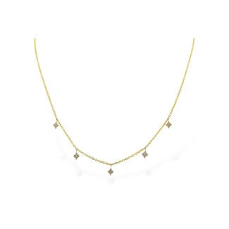 Diamond (0.19 ctw) kite cluster dangle necklace 14k yellow gold 3.0 gr