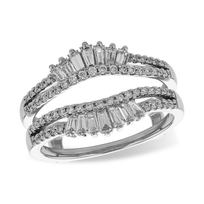 Diamond (0.55 ctw) round & baguette bridal insert 14k white gold 4.5 gr