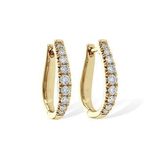 Diamond (0.50 ctw) oval hoop earrings 14k yellow gold 3.2 gr