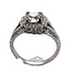 Diamond (1.19 ct) old european cut round in hand carved halo setting 14k white gold 3.2 gr