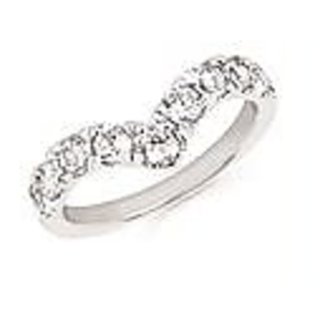 Diamond (1.0 ctw) chevron contour band 14k white gold 3.4 gr